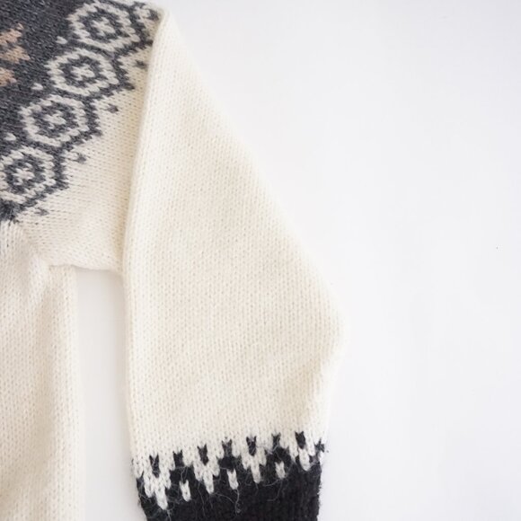 Vintage Alpaca Connections Wool Cardigan Fair Isle Cabincore Old Money L - Picture 4 of 10